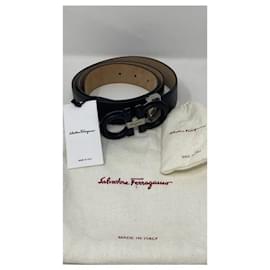 Salvatore Ferragamo-BLACK LEATHER BELT SALVATORE FERRAGAMO-Black