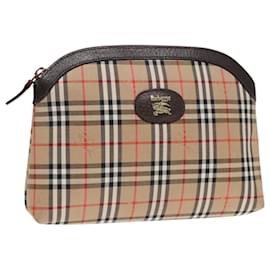 Autre Marque-Burberrys Nova Check Pouch Canvas Leather Beige Brown Auth bs18808-Brown,Beige
