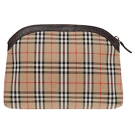 Autre Marque-Burberrys Nova Check Pouch Canvas Leather Beige Brown Auth bs18808-Brown,Beige