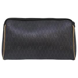 Christian Dior-Christian Dior Honeycomb Canvas Clutch Bag PVC Leather Black Gold Auth ti2065-Black,Golden