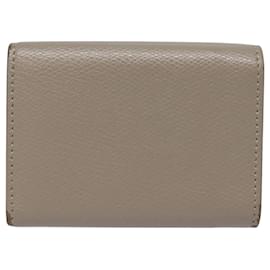 Fendi-FENDI Compact Wallet Leather Beige Gold Auth bs18278-Beige,Golden