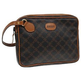 BALLY Borsa Clutch PVC Nero Oro Auth ti2093 Nero D'oro