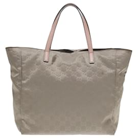 Gucci-GUCCI Tote Bag Nylon Gray Silver 282439 213317 Auth bs18889-Brown,Silvery