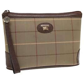 Autre Marque-Burberrys Nova Check Pouch Canvas Brown Auth bs18901-Brown