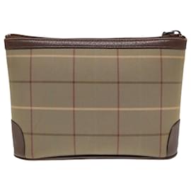 Autre Marque-Burberrys Nova Check Pouch Canvas Brown Auth bs18901-Brown