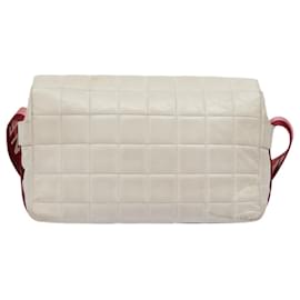 Chanel-CHANEL Choco Bar Shoulder Bag Leather White Gold pink CC Auth bs18354-Pink,White,Golden