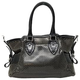 Fendi-FENDI Hand Bag Enamel Black 8BN157 Auth hk1661-Black