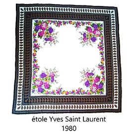 Estola Yves Saint Laurent de lã e seda creme Multicor
