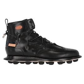 Tod's-Tod's Black Leather Brogue Boots - 2020s-Black