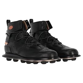 Tod's-Tod's Black Leather Brogue Boots - 2020s-Black