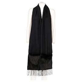 Autre Marque-A.N.G.E.L.O. Vintage Cult Black Cashmere and Fur Scarf - 2020s-Black