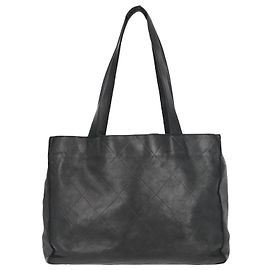 Chanel Black Leather Tote Bag - 2000s Black