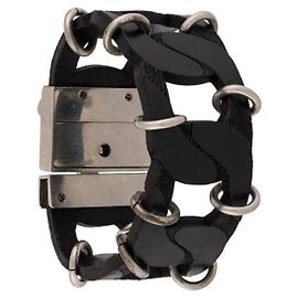 Gianfranco Ferré Black Leather Bracelet - 2000s Black
