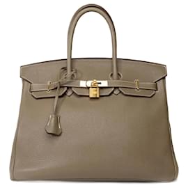 Hermès-Sac HERMES Birkin 35 en Cuir Étoupe - 102215-Taupe