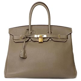 Hermès HERMES Birkin 35 Bag in Etoupe Leather - 102215 Taupe