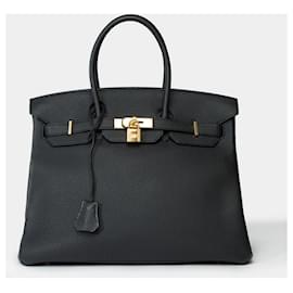 Hermès-Sac HERMES Birkin 35 en Cuir Noir - 102197-Noir