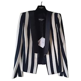 Balmain Tailleur Jacke Weiß Baumwolle Weiß