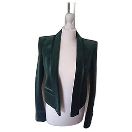 Veste Balmain en velours de coton vert olive Vert olive