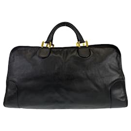 Loewe-Loewe Leather Anagram Amazona 50 Handbag Black-Black