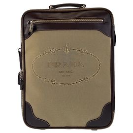 Mala de couro jacquard Prada Marrom Bege
