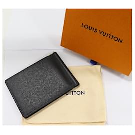 Louis Vuitton-Louis Vuitton Leather Money Clip Wallet with Card Case-Black