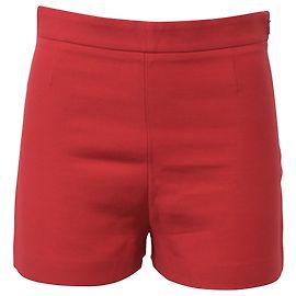 Valentino Garavani High-Waisted Mini Shorts in Red Wool Red