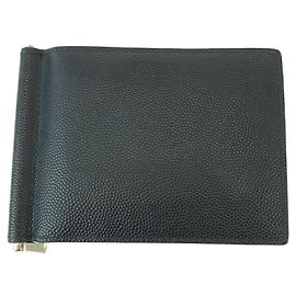 Yves Saint Laurent Leather Card Case Money Clip Black
