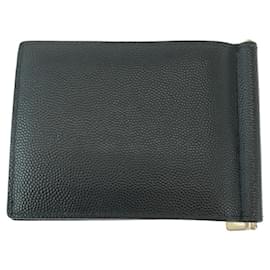 Yves Saint Laurent-Yves Saint Laurent Leather Card Case Money Clip-Black