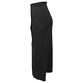 Hermès-Hermès Midi High-Waisted Front Slit Pencil Skirt in Black Wool-Black