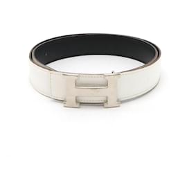 Hermès-Hermes Constance H Belt Reversible Leather-White