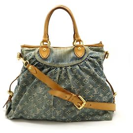 Louis Vuitton Monogram Denim Neo Cabby GM Tote Bag Blue