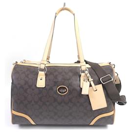 Coach-COACH Signature 2WAY Leather Shoulder Bag-Brown
