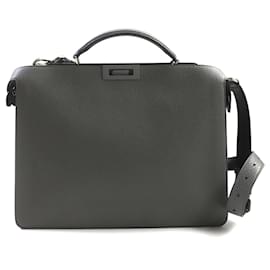 Fendi-Fendi Peekaboo ISee Medium Bicolor 2WAY Briefcase-Grey
