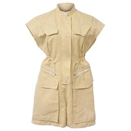 Hermès- Hermès Drawstring Waist Buttoned Romper with Pockets in Yellow Cotton-Yellow