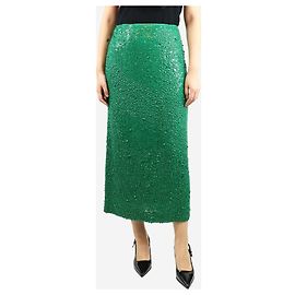 Dries Van Noten Green sequin-embellished midi skirt - size UK 10 Green