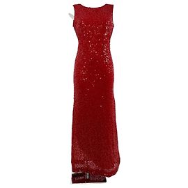 Jenny Packham Red sequin evening gown with low back Red