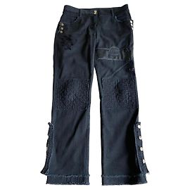 Chanel jeans with leather inserts Black