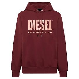 Diesel S-Gir-Hood-Division-Logo Sweatshirt Bordeaux Rosa Baumwolle XL Bordeaux