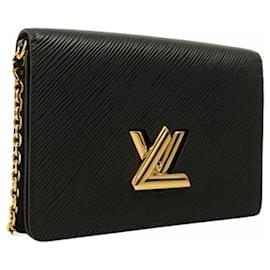 Louis Vuitton-Louis Vuitton Epi Portefeuille Twist Chain Wallet-Black