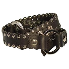 Dsquared2 Black Leather Belt with Silver Studs Black