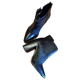 Tibi Black Leather Ankle Boots Black