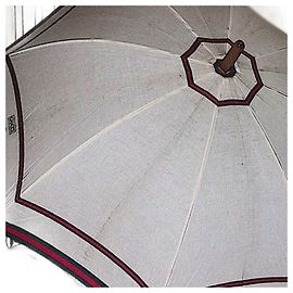 Paraguas retro auténtico Gucci vintage raro con patrón Web Blanco