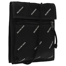 Balenciaga-BALENCIAGA Shoulder Pouch Nylon Black Silver 532298 Auth bs18814-Black,Silvery
