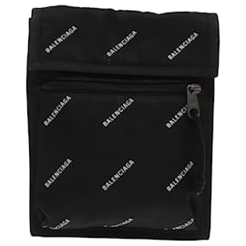 Balenciaga-BALENCIAGA Shoulder Pouch Nylon Black Silver 532298 Auth bs18814-Black,Silvery