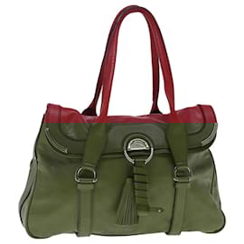 Céline-CELINE Shoulder Bag Leather Red Gold Auth 95010-Red,Golden