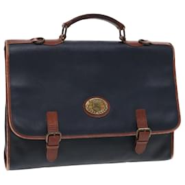 Autre Marque-Burberrys Business Bag Leather Navy Brown Auth ti2166-Brown,Navy blue