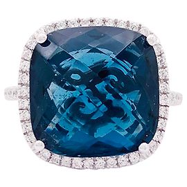 inconnue Gold ring, blue topaz, diamonds. Other
