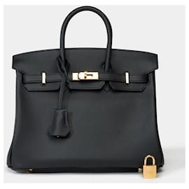 Hermès-Sac HERMES Birkin 25 en Cuir Noir - 102176-Noir