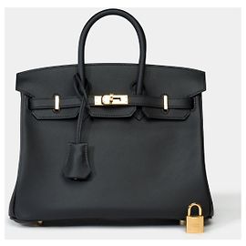 Hermès HERMES Birkin 25 Bag in Black Leather - 102176 Black