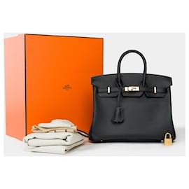 Hermès-Sac HERMES Birkin 25 en Cuir Noir - 102176-Noir